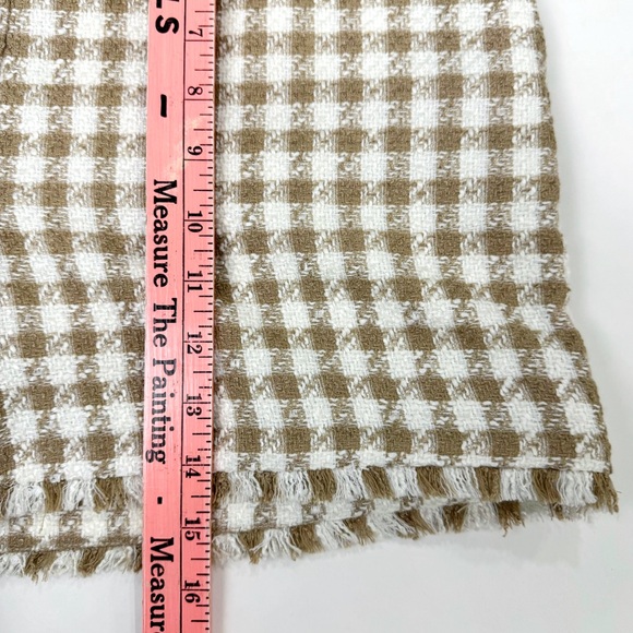 Ann Taylor Sz 6 Tan & Cream Plaid Raw Frayed Hem Dressy Shorts - Picture 8 of 8